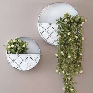 Whitewashed Galvanized Fleur De Lis Wall Pockets, 2/Set 15688AB;