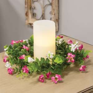 Pink & White Paper Wildflower Candle Ring, 6" 18296