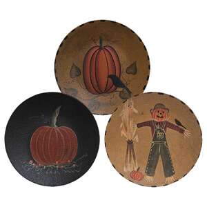Scarecrow & Pumpkins Plate - 3 asst