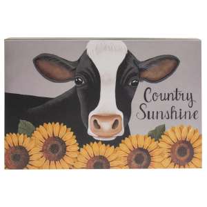 Cow & Sunflowers Country Sunshine Box Sign #35372
