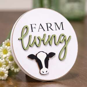 Farm Living Round Easel Sign