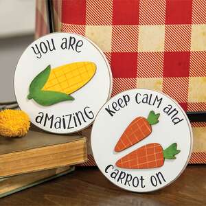 Keep Calm and Carrot On Mini Round Easel Sign, 2 Asstd. #36042