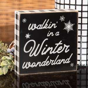 Walkin In A Winter Wonderland Buffalo Plaid Box Sign 37243