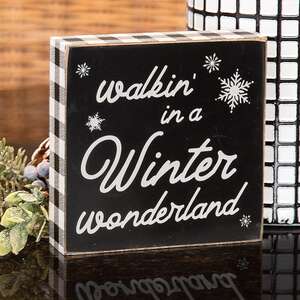 Walkin In A Winter Wonderland Buffalo Plaid Box Sign 37243