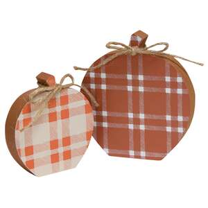 2 Set, Plaid Wooden Apple Sitters #37305