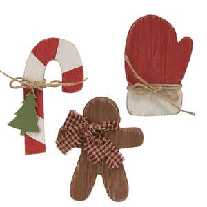 Candy Cane, Mitten, or Gingerbread Wooden Sitter, 3 Asstd. #37335