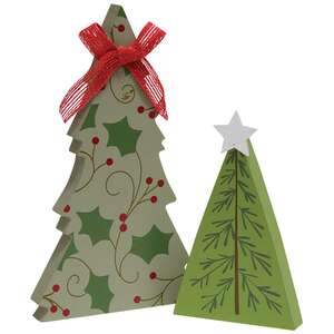 2 Set, Holly and Star Chunky Tree Sitters #37359