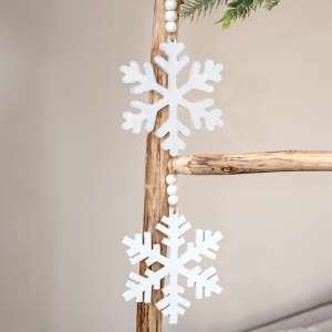 Distressed Beaded Wooden 6 Point Snowflake Hanger, 2 Asstd. 37373