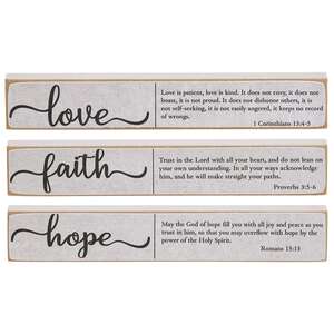 Faith, Hope, Love Bible Verse Mini Stick, 3 Asstd.