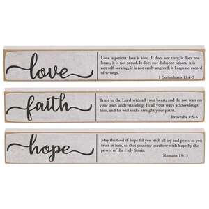 Faith, Hope, Love Bible Verse Mini Stick, 3 Asstd. #37439