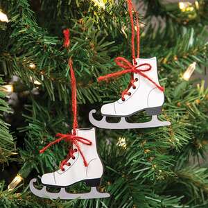 Wooden Ice Skate Ornaments w/Red Laces, 2/Set 37457;