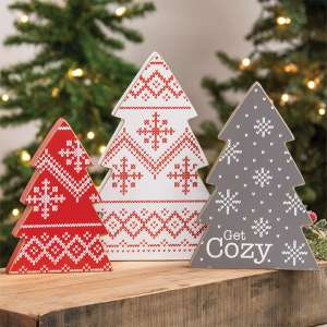 Get Cozy Sweater Christmas Tree Sitters, 3/Set 37461
