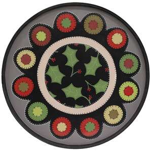 Holly & Berries Penny Mat Round Wooden Hanging Tray
