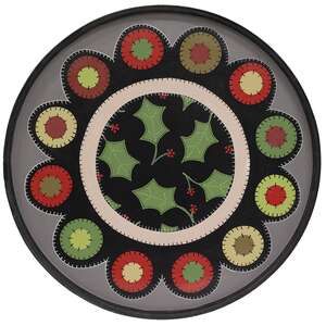 Holly & Berries Penny Mat Round Wooden Hanging Tray #37493