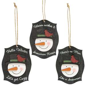 Let's Get Cozy Snowman Ornament, 3 Asstd. #37538