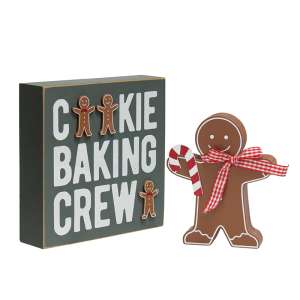 2 Set, Cookie Baking Crew Box Sign & Gingerbread Man #37540