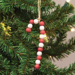 Mini Wooden Bead Candy Cane Ornament 37565;