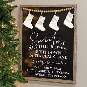 Santa's Sleigh Rides Beaded Wood Sign 65335;