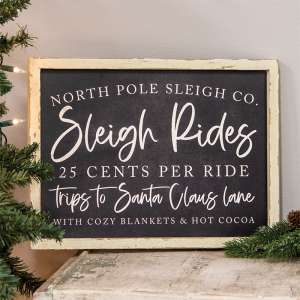 North Pole Sleigh Rides Wooden Sign 65336