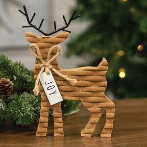 Woodland Brown Basketweave Deer Wood Sitter 91151