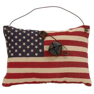 Stuffed Primitive American Flag Ornament with Rusty Bell #CS38831