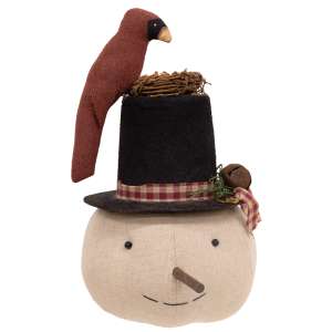 Stuffed Nesting Cardinal Top Hat Snowman Sitter #CS38858