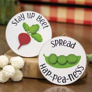 Spread Hap-pea-ness Mini Round Easel Sign, 2 Asstd.