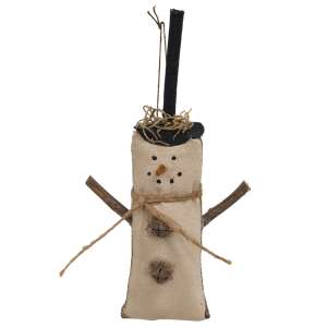 Stiffened Fabric Top Hat & Jingle Bell Button Snowman Ornament #U22019