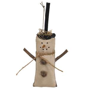 Stiffened Fabric Top Hat & Jingle Bell Button Snowman Ornament
