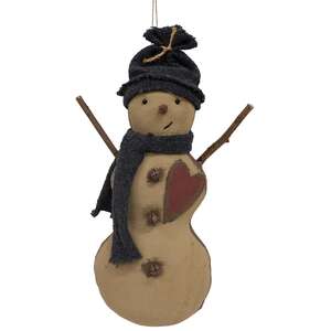 Stiffened Fabric Heart, Hat & Scarf Snowman Hanger #U22043