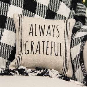 Always Grateful Striped Natural Pillow 15555;