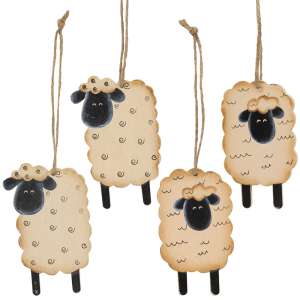 Sheep Ornament with Hanger - 4/bag #33098