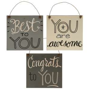 Best To You Wood Ornament, 3 asst #34257