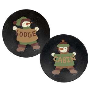 Lodge and Cabin Snowman Plates - 2 Asst