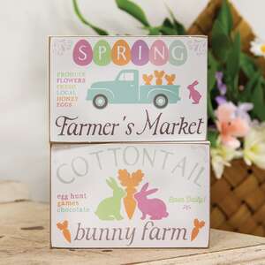 Cottontail Bunny Farm Block Sign, 2 Asstd. 37593;