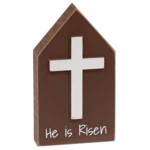 He Is Risen Wooden Block Sitter #37635