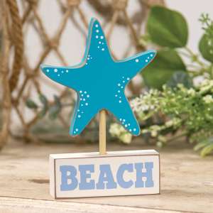 Starfish on "Beach" Wooden Sitter 37688