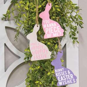 Bunny Words Wooden Ornaments, 3/Set 37724;