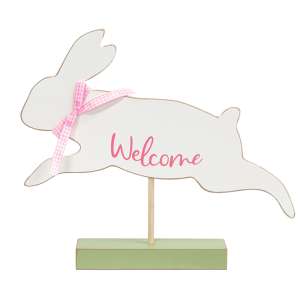 "Welcome" Jumping Bunny on Base #37726