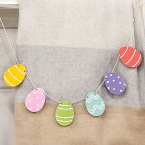 Festive Pattern Wooden Easter Egg Mini Garland 37729