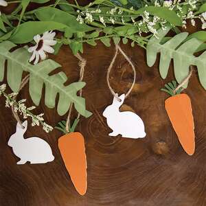 Wooden Bunny & Carrot Ornaments, 6/Set 37732;