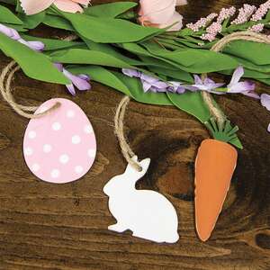 Carrot, Bunny, Easter Egg Wooden Ornaments, 3/Set 37734;