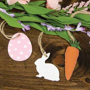 Carrot, Bunny, Easter Egg Wooden Ornaments, 3/Set 37734