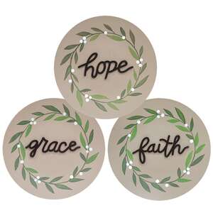 Grace, Faith, Hope Vine Plate, 3 Asstd.