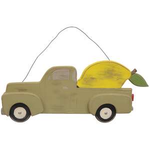 Distressed Hanging Green Wooden Lemon Truck