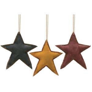 Fabric Star Ornaments - 3/Set - # 90411