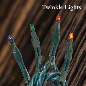 Twinkle Lights, Multi-Colored / 140 Count - Green Cord