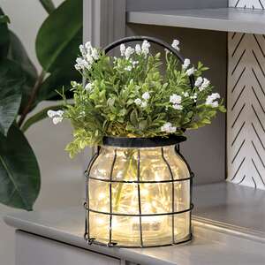 Large Glass Jar In Black Metal Carrier QX19354;