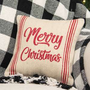 Merry Christmas Red Striped Pillow 15657