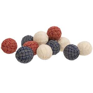 12 Set, Americana Primitive Plaid Rag Balls